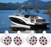 (4) KICKER 45KM84L 8" 1200w Marine Boat Wakeboard Tower Speakers w/LED's KM8