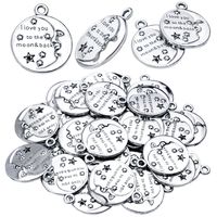 Inspirational Words Charms, 30pcs Lettering Saying Pendants (I LOVE YOU TO THE MOON&BACK) Charms Beads Jewelry Findings for DIY Necklace Bracelet