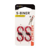 Nite Ize S-Biner MicroLock, Locking Key Holder, 2-Pack, Aluminum, Red