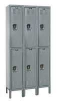 Hallowell U3228-2HG Premium Locker, 36" Width x 12" Depth x 78" Height, Double Tier, 3-Wide, Knock-Down, 725 Gray
