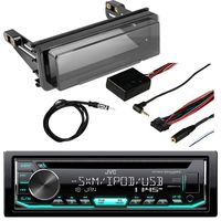 JVC KDR690S Radio USB AUX CD Player Receiver W/Cover - Bundle with Install Dash Kit + Handle Bar Control + Enrock Antenna for 98 2013 Harley Touring Flht Flhx Flhtc Motorcycle Bike