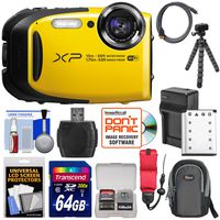 Fujifilm FinePix XP80 Shock & Waterproof Wi-Fi Digital Camera (Yellow) with 64GB Card + Battery & Charger + Case + Flex Tripod + Strap + Kit
