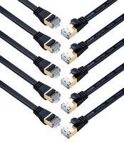 JAVEX CAT7 RJ45 [1FT, 10-Pack] [Shielded, 10GB] Snagless Network Ethernet Flat Cable, Black