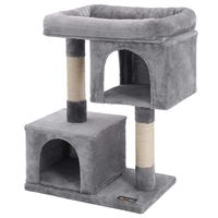 FEANDREA Cat Tree for Large Cats, 2 Cozy Plush Condos and Sisal Posts UPCT61W