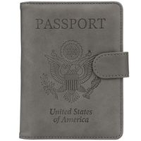 GDTK Leather Passport Holder Cover Case RFID Blocking Travel Wallet (Slate Gray)