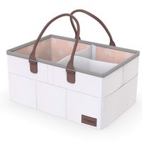 Baby Diaper Caddy Organizer - 15 x 10 x 7 - Nursery Storage Bin for Diapers, Toys, and Baby Essentials Gift Basket by Hat Bit - White