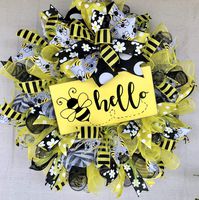 Bumble Bee Wreath Everyday Wreath Decor Welcome Door Hanger Farmhouse Decor Burlap Bowtique