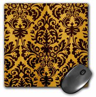 3Drose LLC 8 X 8 X 0.25 Inches Mouse Pad, Golden and Brown Damask (Mp_124179_1)