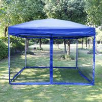 VIVOHOME 210D Oxford Outdoor Easy Pop Up Canopy Screen Party Tent with Mesh Side Walls Blue 8 x 8 ft