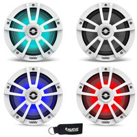 Infinity Marine Bundle - Two Pairs of Infinity 822MLW Marine 8 Inch RGB LED Coaxial Speakers - White