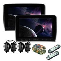 XTRONS 2x10 Inch Pair Car Auto Headrest DVD Player Silver Frame Headphone Included