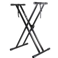 RockJam Xfinity Heavy-Duty, Double-X, Pre-Assembled, Infinitely Adjustable Piano Keyboard Stand with Locking Straps (Renewed)