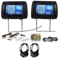 Rockville RVD951-BK 9 Black Dual DVD/HDMI Car Headrest Monitors+2 Headphones