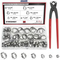 DYWISHKEY 304 Stainless Steel Single Ear Stepless Hose Clamps with Pincers Kit (90 PCS)