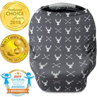 Nursing Cover, Car Seat Canopy, Shopping Cart, High Chair, Stroller and Carseat Covers for Boys or Girls- Best Stretchy Infinity Scarf and Shawl- Multi Use Breastfeeding Cover- Grey Stag