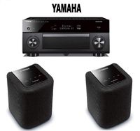 Yamaha AVENTAGE RX-A3080 9.2-ch (11.2-ch. processing) 4K Ultra HD AV Receiver with HDR, Compatible with Alexa. + Pair of Yamaha MusicCast WX-010 Wireless Speaker (Black) Bundle