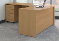 Bush Business Furniture Series C Left Handed L Shaped Desk with Mobile File Cabinet in Light Oak