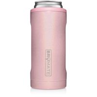 BrüMate Hopsulator Slim Double-walled Stainless Steel Insulated Can Cooler for 12 Oz Slim Cans (Glitter Blush)