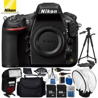 Nikon D810 DSLR (Body Only) 14PC Accessory Bundle - Includes 64GB SD Memory Card + Automatic Flash with LED Light + 4 AA (3150mAh) NiMH Rechargeable Batteries + Soft Diffuser + 72" Tripod + MORE