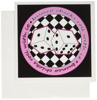 3dRose Bunco Chicks Roll With It Pink and Black - Greeting Cards, 6 x 6 inches, set of 6 (gc_28494_1)
