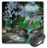 3dRose LLC 8 x 8 x 0.25 Inches Mouse Pad, Fairy with Green Background (mp_38078_1)