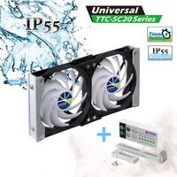 TITAN- 12V DC IP55 Waterproof Double Rack Mount Ventilation Cooling Fan with Timer and Speed Controller- TTC-SC20 (90mm)