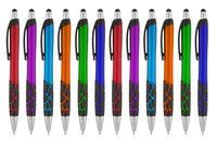 Stylus Pens -2 in1 Capactive Touch Screen with Ballpoint Writing Pen Sensitive Stylus Tip For Your iPad iPhone Samsung Galaxy & All Smart Devices -Metallic Barrel - Assorted Colors Comfy Grips,12 Pack