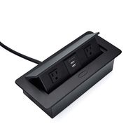 Kungfuking Pop Up Power Cover Box Desktop Socket with Dual USB Charging Ports, Stainless Steel Receptacle Outlet for Conference Room Countertop (Black)