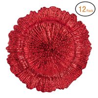 Fantastic:) Round 13 Inch Plastic Charger Plates with Eletroplating Finish (12, Reef Red)