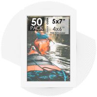 Mat Board Center, Pack of 50, 5x7 for 4x6 Off-White Color Mats - Bevel Cut, Acid Free, 4-ply Thickness, White Core - for Pictures, Photos, Framing