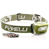 Foxelli Headlamp Flashlight - 165 Lumen, 3 x AAA Batteries Operated (Included), Bright White Cree Led & Red Light, Perfect for Runners, Lightweight, Waterproof, Adjustable Headband