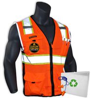 KwikSafety (Charlotte, NC) BIG KAHUNA (Large Orange) | 11 Pockets Class 2 ANSI High Visibility Reflective Safety Vest Heavy Duty Mesh with Zipper and HiVis for OSHA Construction Work HiViz Men