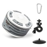 Portable Bluetooth speaker - Waterproof Bluetooth Speaker with HD Sound, IOS & Android Compatible outdoor speaker / shower speaker with suction cup, carabiner, bike mount, FM Radio, Hands-Free Calling