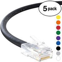 InstallerParts (5 Pack) Ethernet Cable CAT5E Cable UTP Non-Booted 10 FT - Black - Professional Series - 1Gigabit/Sec Network/Internet Cable, 350MHZ