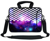 Meffort Inc 11.6 Inch Neoprene Laptop Bag with Extra Side Pocket, Soft Carrying Handle & Removable Shoulder Strap for 10" to 11.6" Size Ultrabook Chromebook - Chevron Pattern Galaxy