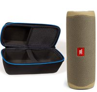 JBL Flip 5 Waterproof Portable Wireless Bluetooth Speaker Bundle with divvi! Protective Hardshell Case - Sand