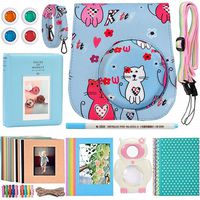 Katia Instant Camera Accessories Bundle Compatible for Fujifilm Instax Mini 9 / Mini 8+ / Mini 8 Instant Film Camera. Includes Camera Case, Album, Frame, Stickers, Strap,etc - Pink cat