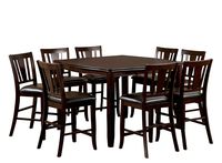 Furniture of America Frederick 9-Piece Square Counter Height Table Set with 16-Inch Expandable Leaf, Espresso Finish