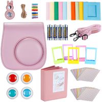Neewer 9-in-1 Accessories Set for Fujifilm Instax Mini 8 8s 8+ 9, Includes 4-Pack AA Batteries Album, Selfie Lens, Colored Filters, Wall Hang Frames, Film Frames, Border Stickers, Camera Case (Pink)