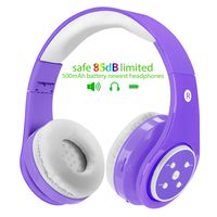 Kids Wireless Bluetooth Headphones Volume Limited 85db Stereo Sound Over-Ear Foldable Lightweight Children Headphones with Mic SD Card Slot up to 6-8 Hours Play time for Boys Girls Adults (Purple)