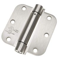 Cauldham (2 Pack) Heavy-Duty 3-1/2" Self-Closing Spring Door Hinge with 5/8" Radius Corners, UL Listed - Satin Nickel