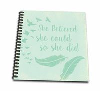 3dRose Bird and Feathers and Quote She Believed She Could So She Did Wirebound Notebook (db_268344_2)