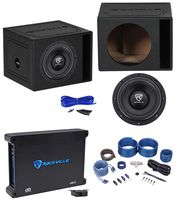 Rockville W10K6D4 V2 10" 2000w Subwoofer+Vented Sub Enclosure+Amplifier+Amp Kit