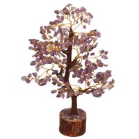 FASHIONZAADI Amethyst Bonsai Money Tree Feng Shui Crystal Gemstone Trees Chakra Stone Healing Crystals Good Luck Home Office Table Décor Health Prosperity Size 10-12 inch (Golden Wire)