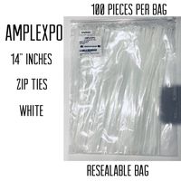 AMPLEXPO Heavy Duty Zip / Cable Ties (100 pieces per bag) (14" Inches, White)