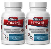 Mood Enhancer - L-TYROSINE 500MG - Vitamin B6 - Pure and Potent - tyrosine Bulk - 2 Bottles (120 Capsules)