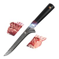 Damascus Boning Fillet Knife - Japanese AUS-10 super steel Blade - Forged 67-layer Damascus - G10 Handle - Full Tang (Dishwasher Safe)- 6" - TUO