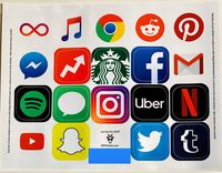 App Life, app stickers sheet with bold colorful iconic laptop stickers, for all your gear