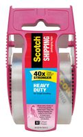 Scotch Heavy Duty Shipping Packaging Tape, 1 Roll with Pink Dispenser, 1.88"" x 22.2 yd, 1.5"" Core, Great for Packing, Shipping & Moving, Clear (142-PC)