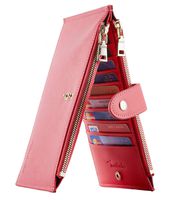 Travelambo Womens Walllet RFID Blocking Bifold Multi Card Case Wallet with Zipper Pocket (CH Red Light 2134)